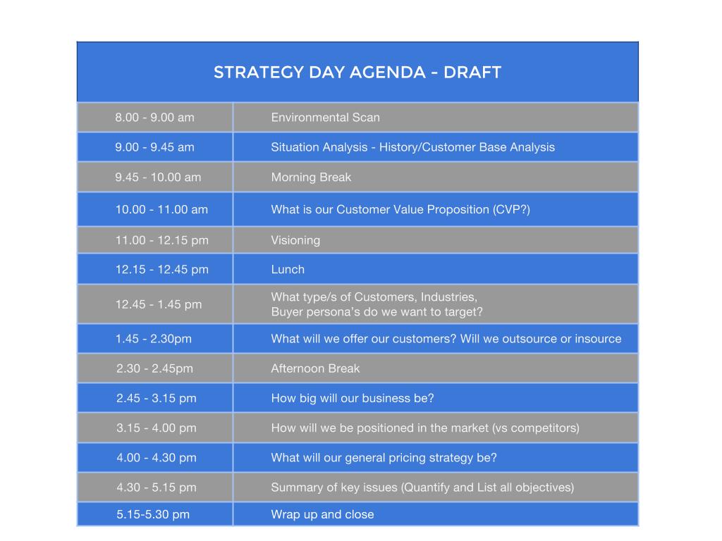 strategy day agenda
